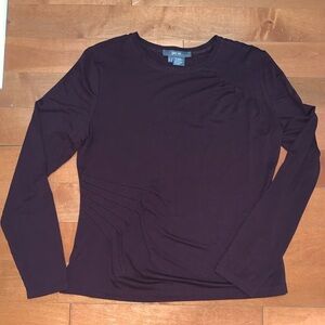 Per Se Purple High Round Neck Long Sleeve Top Women's Size S